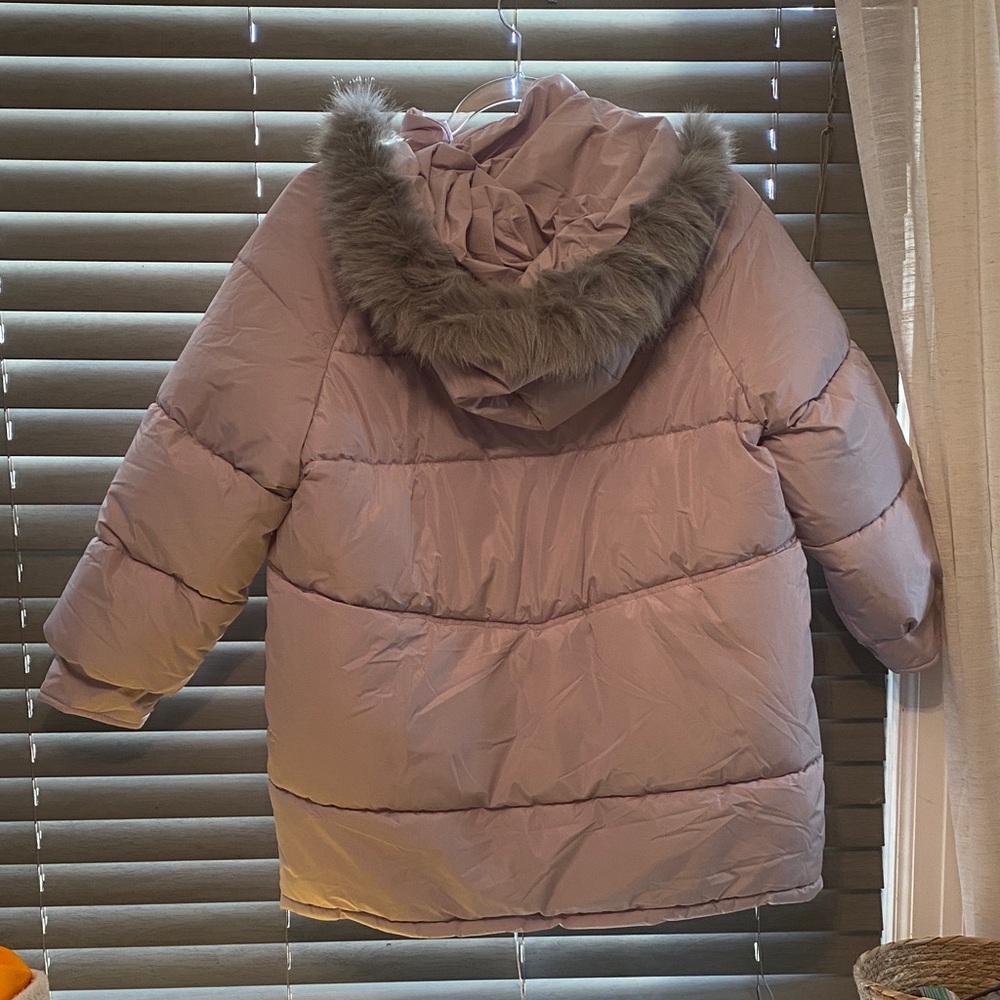 Children's Pink Puffer Coat with Faux Fur Hood NWT - Picture 6 of 7
